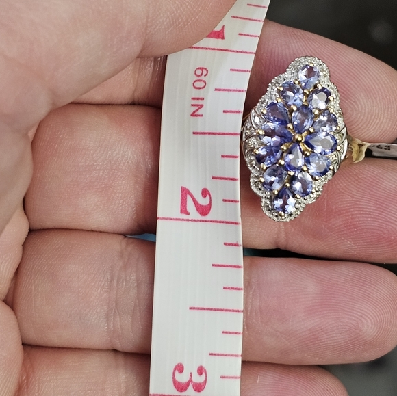 New. 10k tanzanite & diamond ring size 7. Can be resized by a jeweler. Stamped 1 - Picture 8 of 9